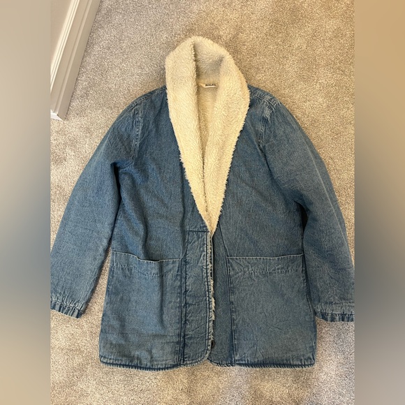 Rolla’s Denim Chambray Blue Sherpa Jacket | Size XS / 6 - Picture 2 of 6